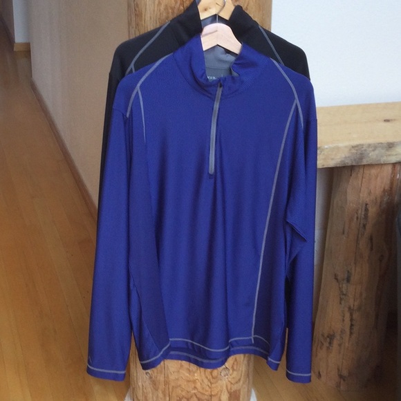 Antigua Other - Like New (2) Mens XL Antigua Long Sleeve Black and Blue Striped Golf ⛳️ Shirts